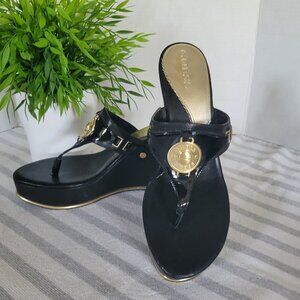 Guess Black Thong Platform Wedges